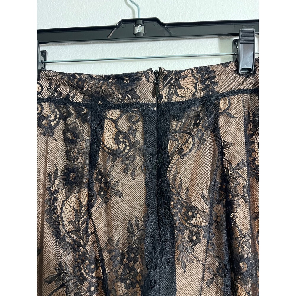 HOUSE OF CB Ivy Black Lace High Waist Flare Trouser Pants Nude Illusion - Picture 7 of 10